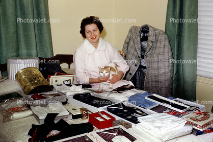 Woman with her Cat, Presents, 1950s