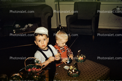 Boy, Easter Basket, Hat, 1950s