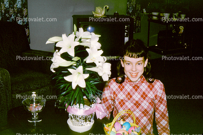 Eggs in an Easter Basket, Girl, May 1966, 1960s