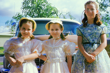 Girls, Dress, Sisters, 1950s