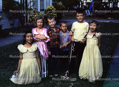 Girls, Boys, smiles, smiling, cute, Easter, 1950s