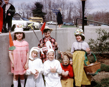 Rabbit Costumes, carrots, Eggs, Basket, 1968, 1960s