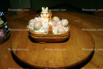 Rabbit, Eggs, Basket, 1950s