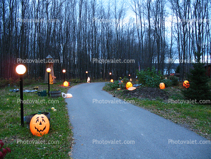 Ghost, Pumpkin, Jack-o-Lantern, Road, Path
