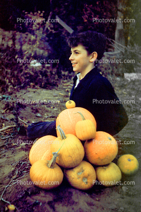 Girl and her Pumpkins, 1950s
