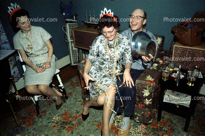 New Years Party, Woman, Man, Drunk, 1950s