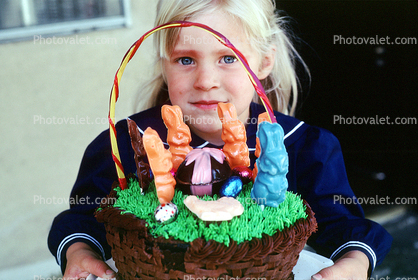 Girl with Easter Basket, bunnies, bunny rabit