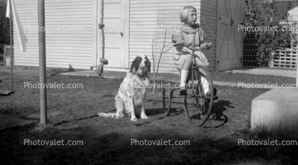 Tricycle, Girl, retro, 1930s, 1950s