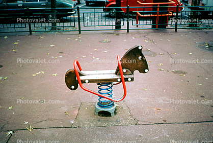 rocking horse, the ugliest stick pony in the playground, spring, 1981