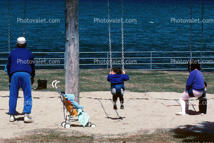 swing, South Lake Tahoe, Sand, Stroller, Chain, Fence
