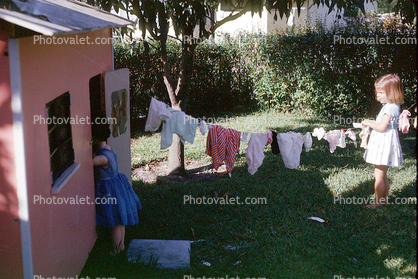 Playing House, Playhouse, washing line, drying clothes, 1950s