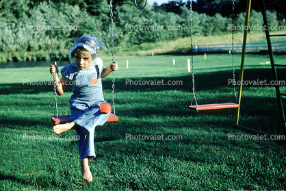Swing Set, backyard, park, grass, lawn, 1950s