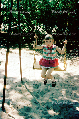 Girl, Swing, Sand, Swinging, 1960s