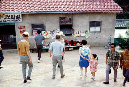 Girl, Retro, shop, store, Mrs Kim with daughter, Korea, June 7 1979, 1970s