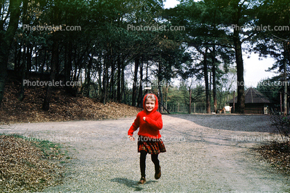 Mary, Running Girl, red riding hood, skirt, cold, hoody, April 30 1965, 1960s