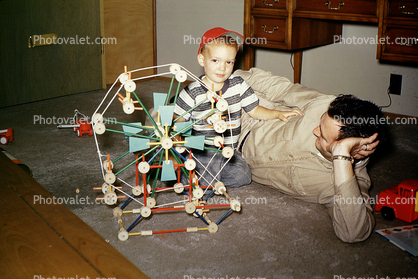 Tinkertoys, Carousel, Three Year old Boy, Man, Son, Father, October 1960, 1960s