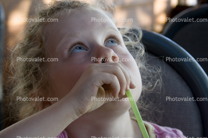 Girl, Sipping, Straw