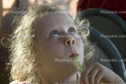 Girl, Sipping, Straw