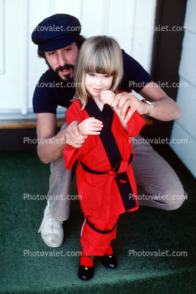 Girl, Father, Daughter, Judo Outfit