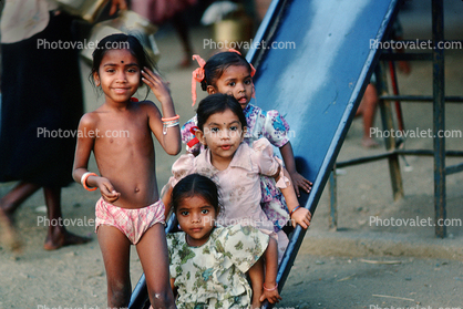Smiling Girl and friends, Slide, Khroorow Baug, Mumbai