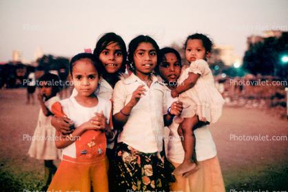 Group of Children, evening, girls, Khroorow Baug, Mumbai, India