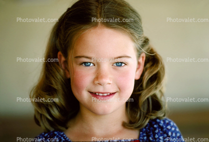 Smiling Girl, Face, Blue Eyes, hair