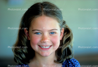 Cute Grinning Girl, Smiley Face, Blue Eyes, hair