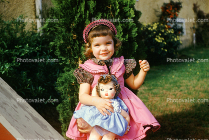 1950s, girl with doll