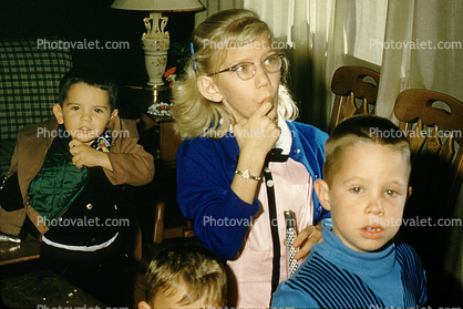 Girl, Boys, glasses, 1950s
