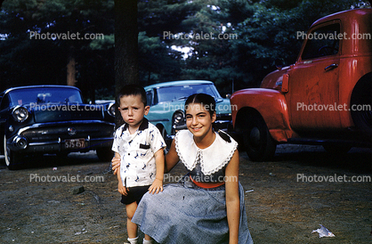 Mother with Son, Buick Car, 1950s