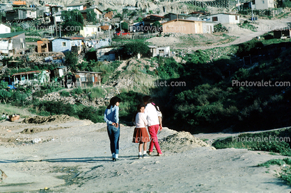 Girls Walking, Friends, Shacks, Shanty Town, Colonia Flores Magone