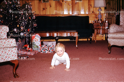 Infant, Toddler, Girl, Cute, crawling, 1950s