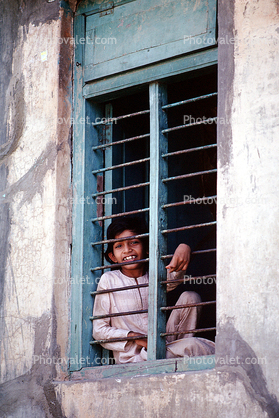 Schoolboy, building, window