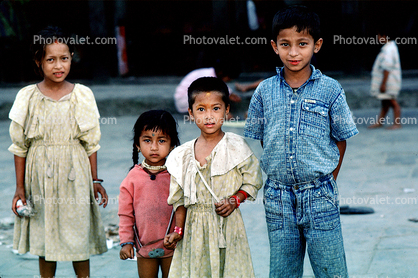 Girls, Boy, Himalayan Foothills, Nepal, Araniko Highway