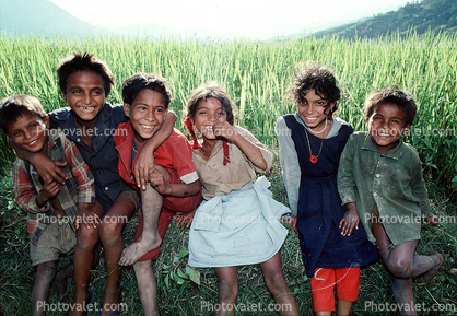 Girl, Boys, Smiles, Himalayan Foothills