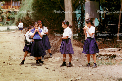 Schoolgirls, along the road, Costa Rica