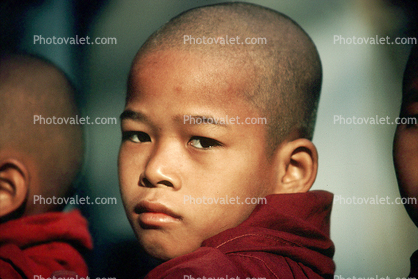 Buddhist boy, face, Bagan, Myanmar