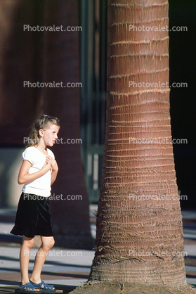 Girl walking, tree, dress, 1950s