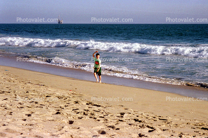 Boy, Beach, Sand, Waves