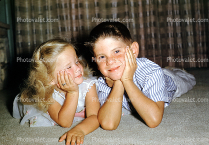 Girl, Boy, Bother, Sister, Face, 1950s