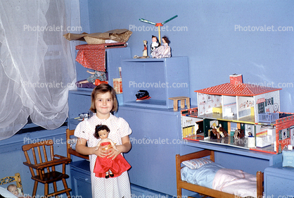 Girl, Doll, Bedroom, Peggy, 1960s