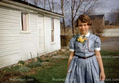 Girl, formal dress, 1950s