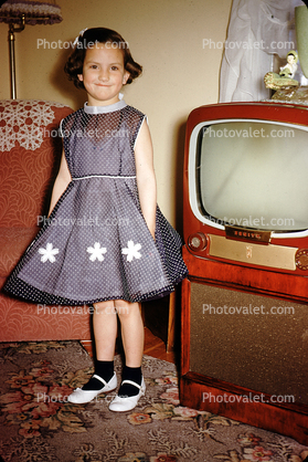 Vicky shows off her new dress, 1950s