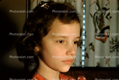 Pensive Girl, Face, Tween, 1960s