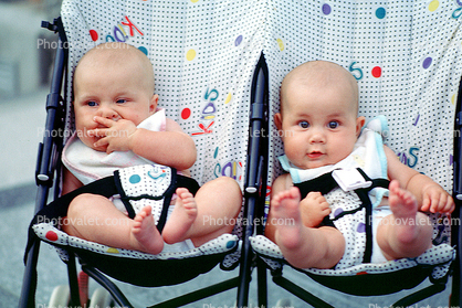 Twins, Sisters, Girls, Stroller, Pushcart, toes, feet, baby