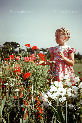 Girl in Field of Flowers, 1940s