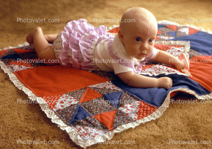 Baby, Girl, Blanket, Quilt, ruffled diaper