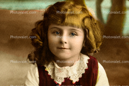 Smiling Girl, face, smirk, 1910's, RPPC