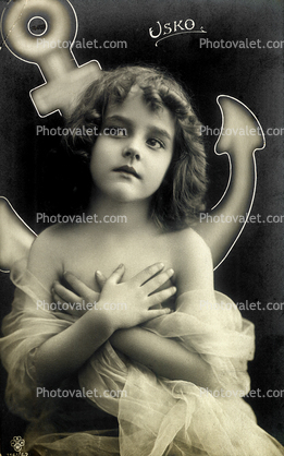 Anchore, face, hands, fingers, 1920's, Girl, RPPC