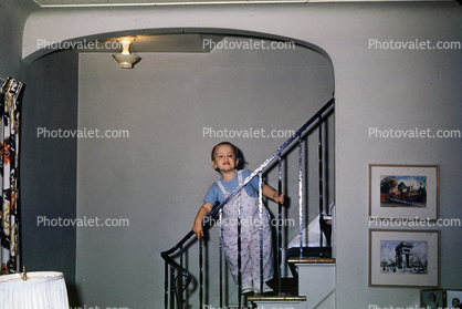 Boy on a stairwell, stairs, 1955, 1950s